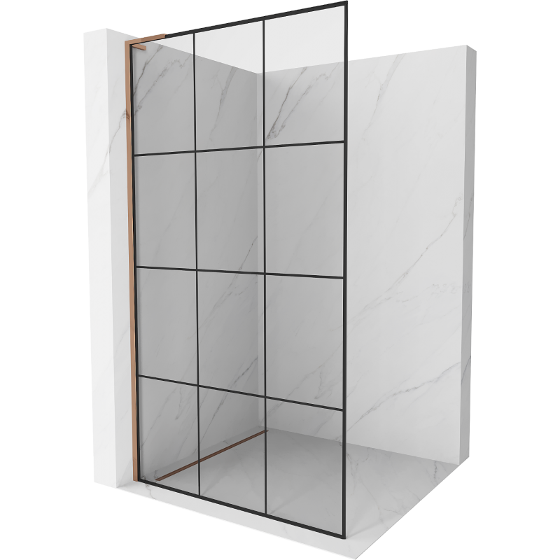 Mexen Kioto L стенка за душ Walk-in 120 x 200 см, черен модел, розово злато - 800-120-103-60-77