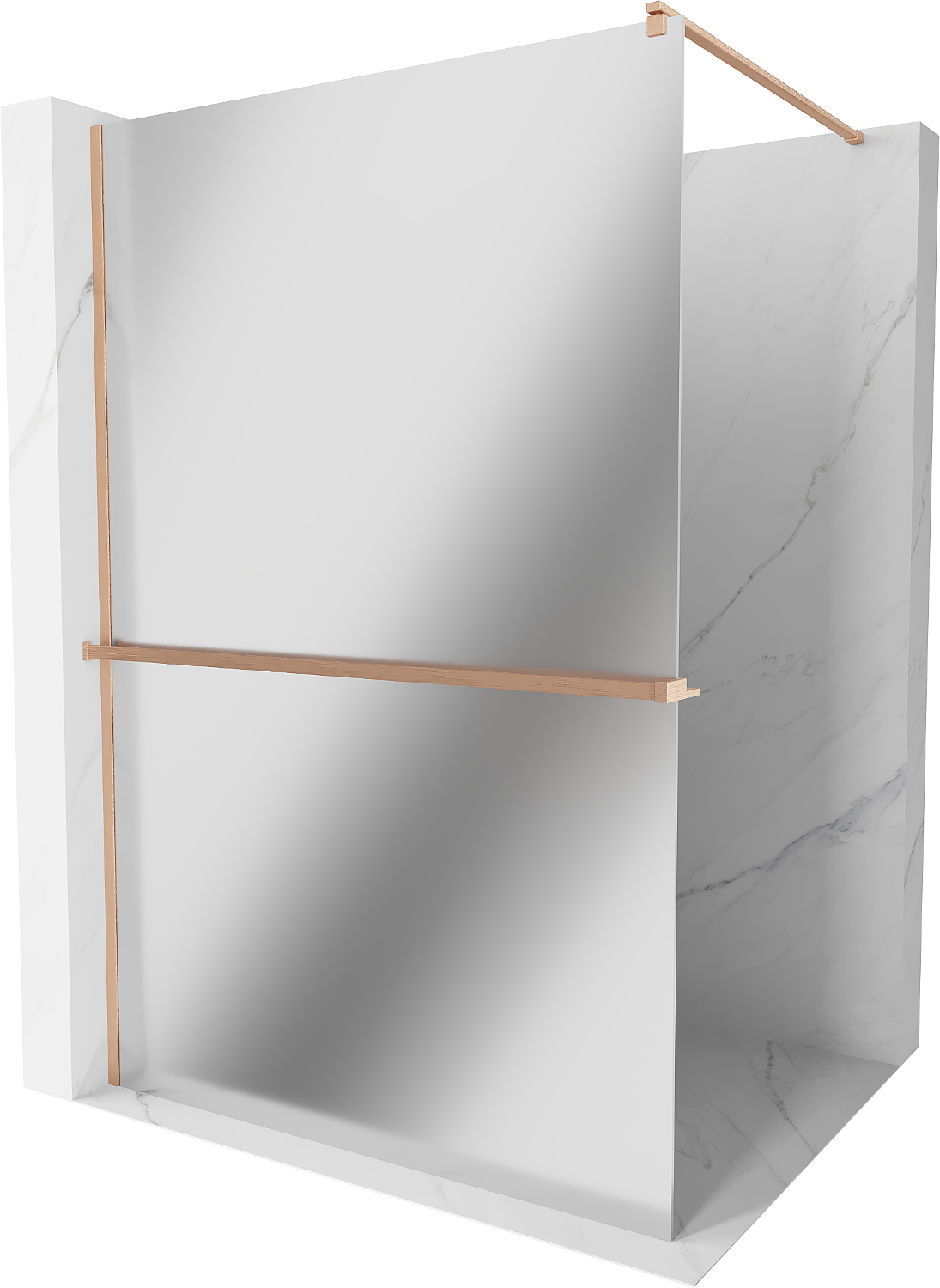 Mexen Kioto+ стена за душ с полка Walk-in 90 x 200 см, огледало, brushed bronze - 800-090-121-65-50