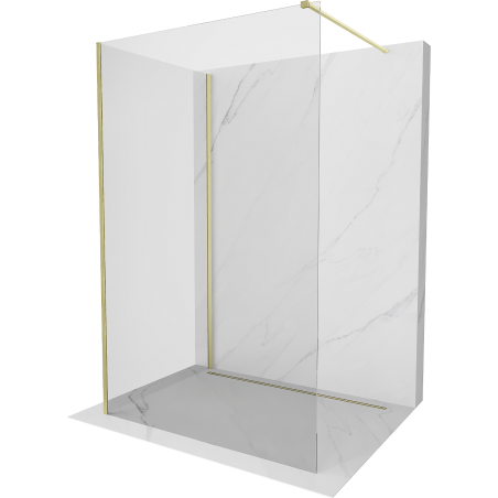 Mexen Kioto стена за душ Walk-in 125 x 120 см, прозрачна, златна четка - 800-125-212-55-00-120