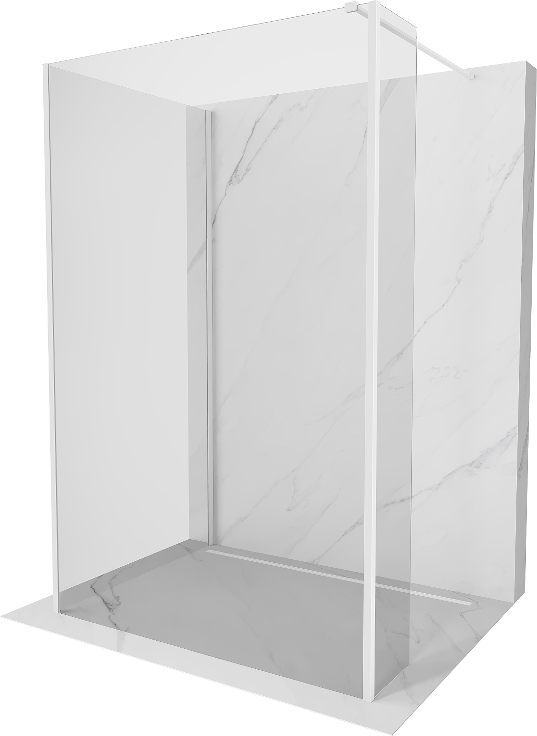 Mexen Kioto стена за душ Walk-in 120 x 80 x 30 см, прозрачна, бяла - 800-120-080-221-20-00-030