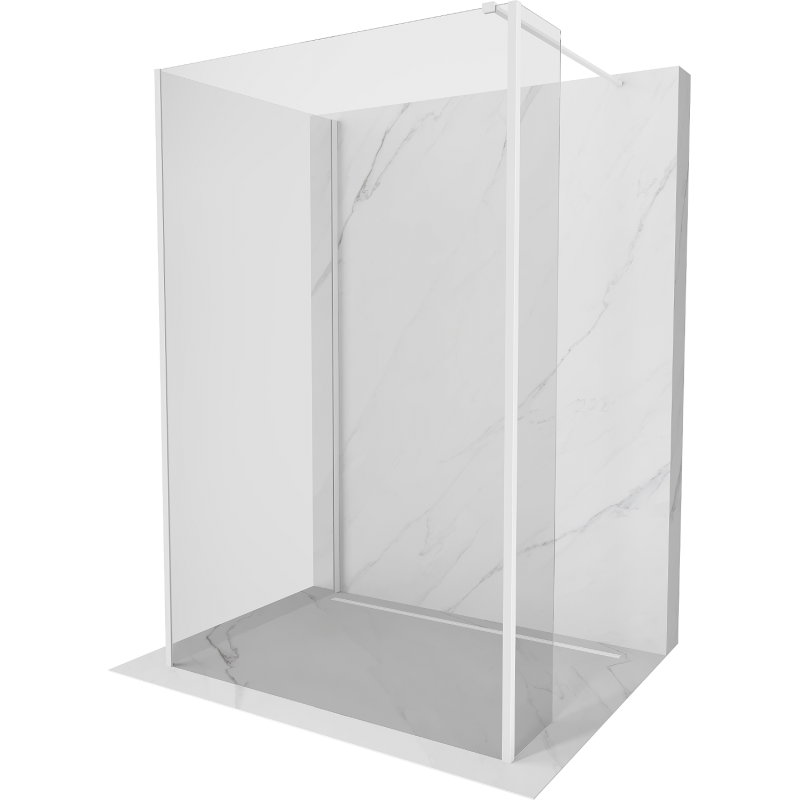 Mexen Kioto стена за душ Walk-in 135 x 80 x 30 см, прозрачен, бял - 800-135-080-221-20-00-030