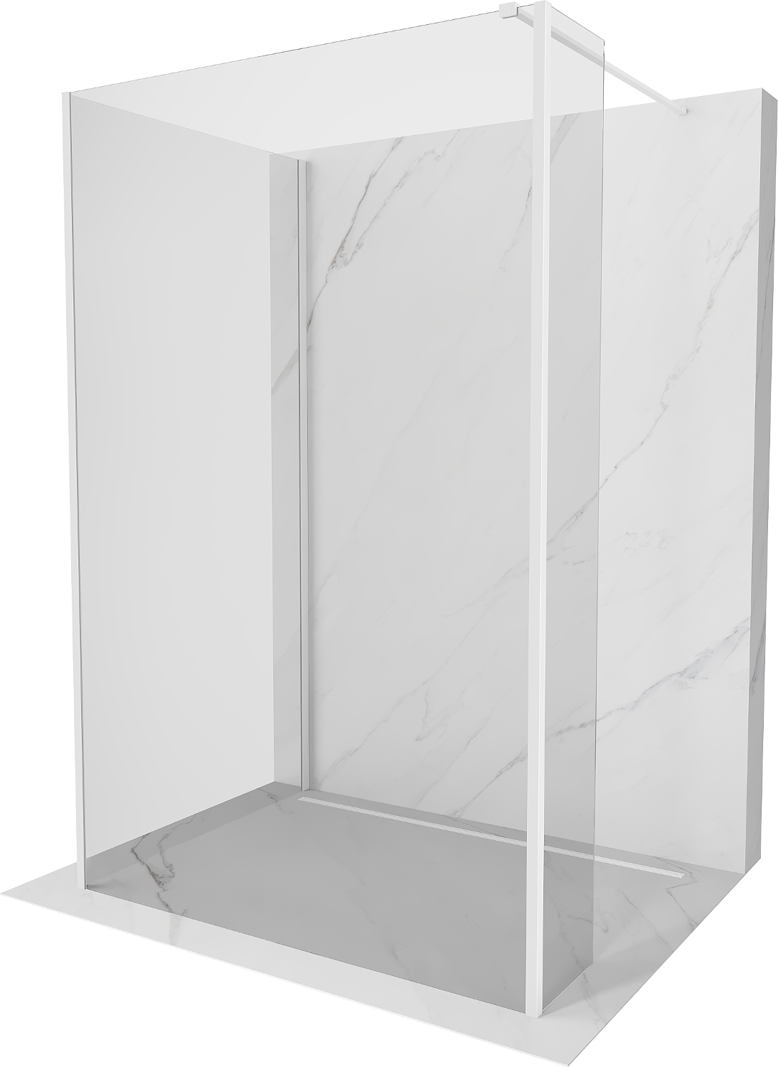 Mexen Kioto стена за душ Walk-in 135 x 120 x 40 см, прозрачен, бял - 800-135-120-221-20-00-040