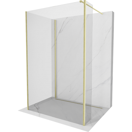 Mexen Kioto стена за душ Walk-in 120 x 85 x 30 см, прозрачна, златен четкан - 800-120-085-221-55-00-030