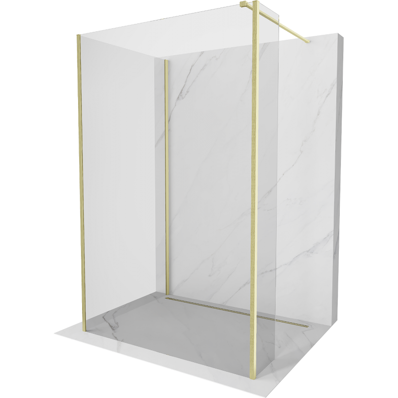 Mexen Kioto стена за душ Walk-in 115 x 100 x 30 см, прозрачна, златна шлифована - 800-115-100-221-55-00-030