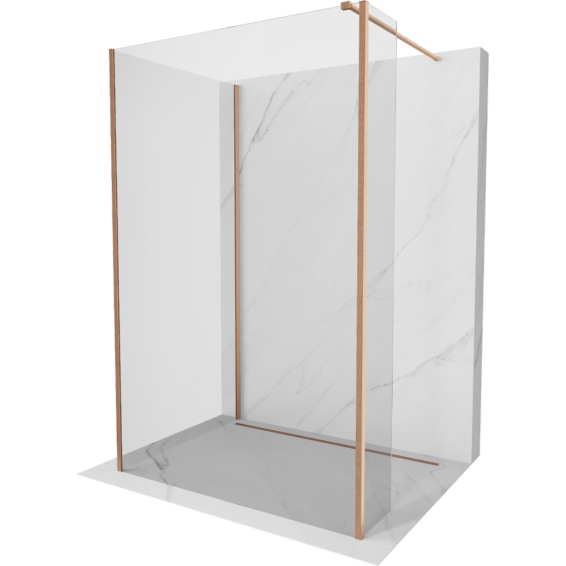 Mexen Kioto стена за душ Walk-in 110 x 100 x 30 см, прозрачна, четкана мед - 800-110-100-221-65-00-030