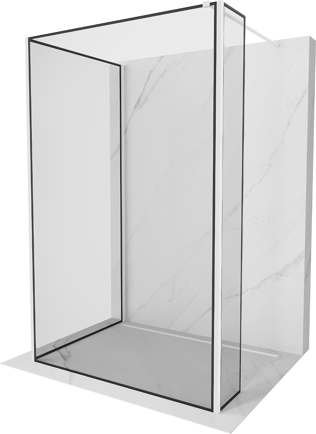 Mexen Kioto стена за душ Walk-in 120 x 80 x 30 cm, черен десен, бяла - 800-120-080-221-20-70-030