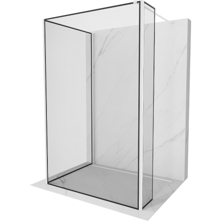 Mexen Kioto стена за душ Walk-in 140 x 120 x 30 см, черен модел, бял - 800-140-120-221-20-70-030