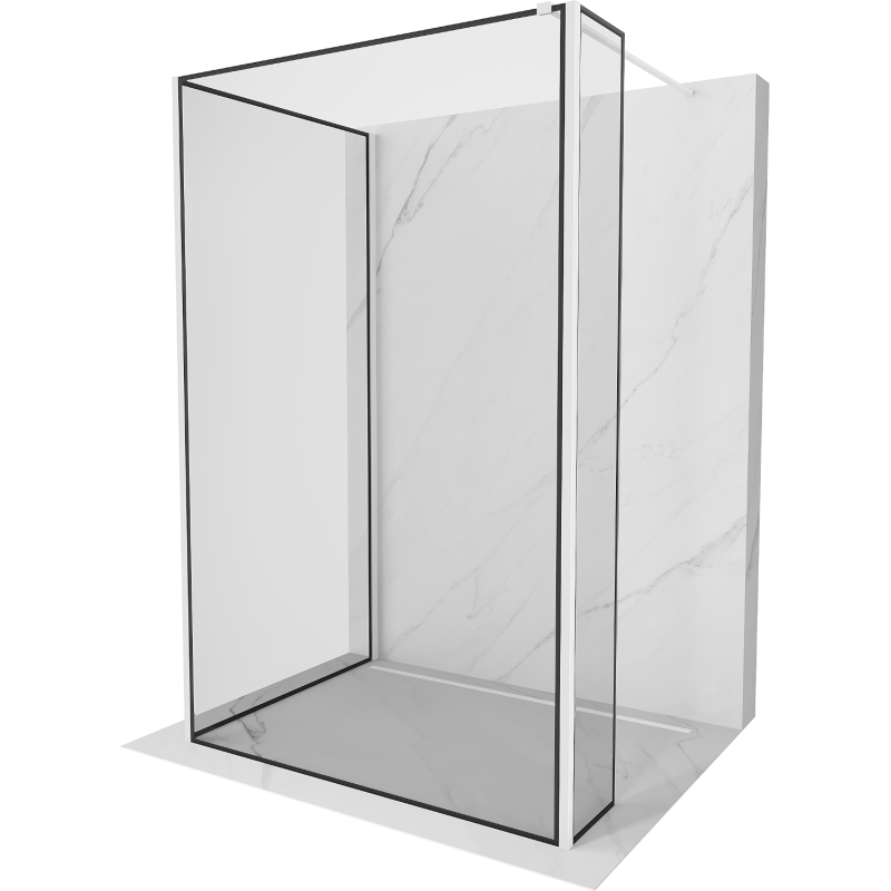 Mexен Киото стена за душ Walk-in 140 x 100 x 40 см, черен модел, бял - 800-140-100-221-20-70-040