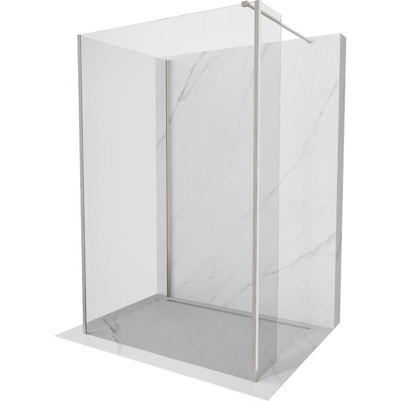 Мексен Киото преграда за душ Walk-in 135 x 90 x 30 см, прозрачна, с brushed никел - 800-135-090-221-97-00-030