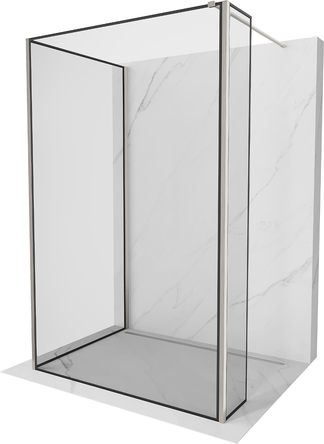 Mexen Kioto стена за душ- Walk-in 120 x 70 x 30 см, черен рисунък, brushed nickel - 800-120-070-221-97-70-030