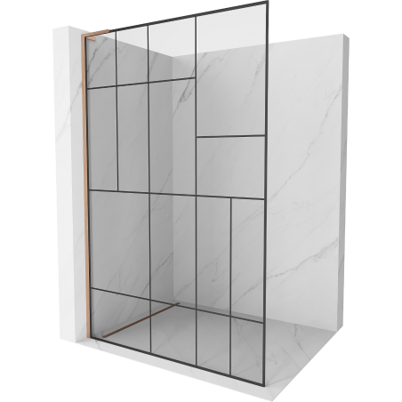 Mexen Kioto L стена за душ Walk-in 120 x 200 см, черен модел, матирана мед - 800-120-103-65-78