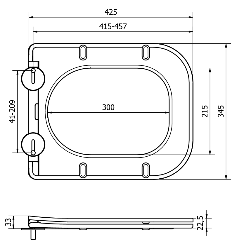 Mexen дъска с падаща система slim, duroplast, бяла с гланц - 39060100