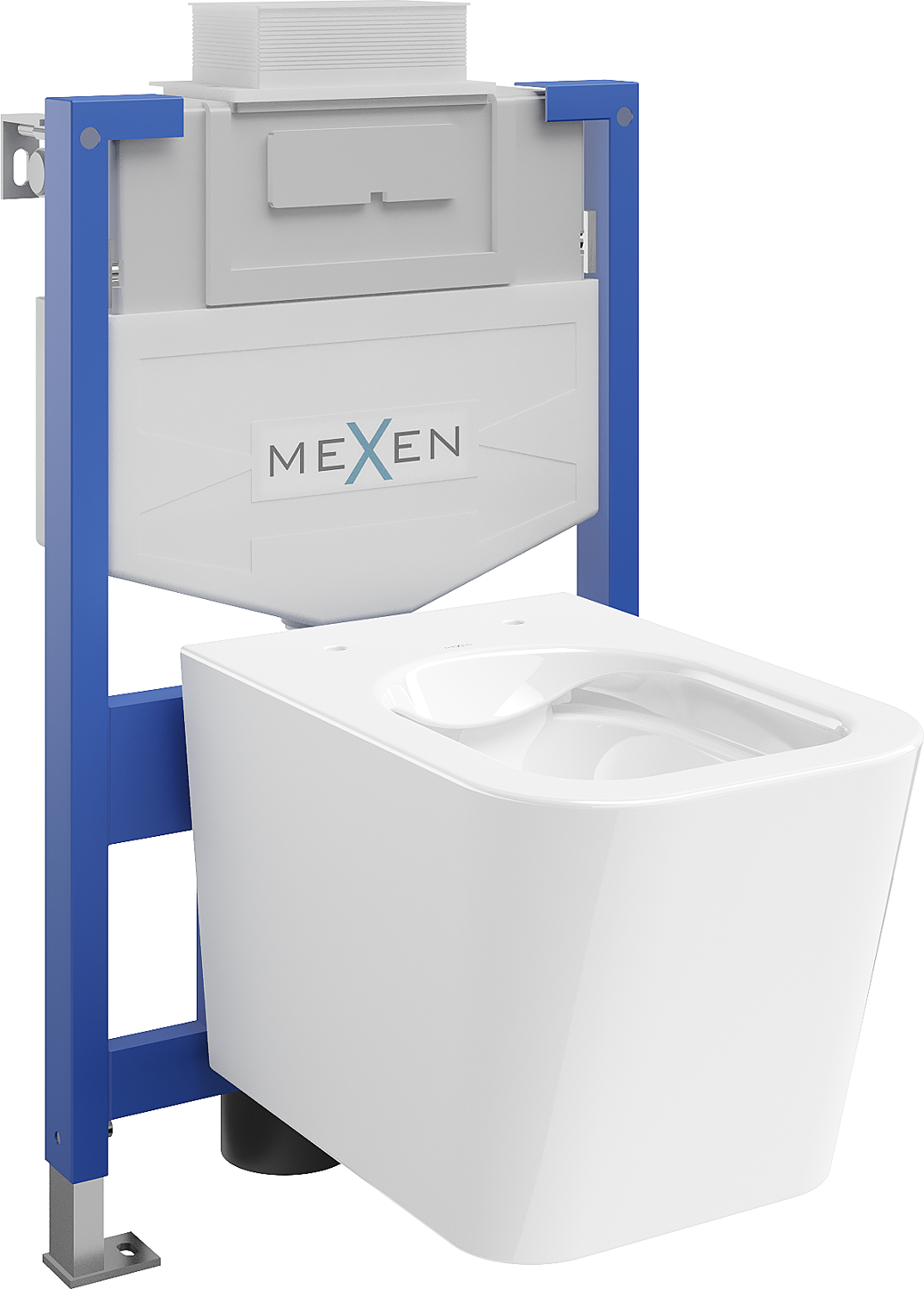 Mexen комплект подмивна WC стелаж Fenix XS-U с тоалетна чиния Teo, бял гланц - 6853385XX00