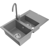 Мексен Гаспар гранитен мивка 1,5-коморна с оттичател и кухненска батерия Телма, сива - 6507-71-670200-71